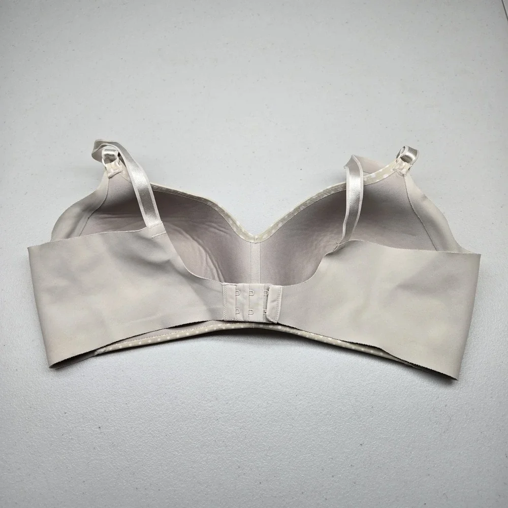 Warners Women Bra 40C Beige Polka Dot T Shirt Wireless Strap READ